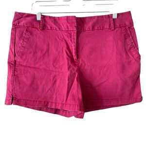 Ann Taylor LOFT Chino Shorts Size 12 Fuchsia Pink Mid Rise Preppy Summer Casual